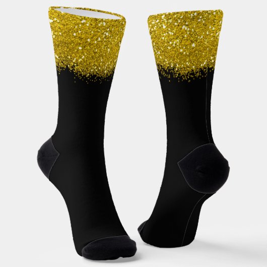 Trendy Black and Gold Glitter Party Sokken (Gebogen)