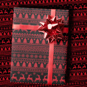 Trendy Black and Red Nordic Ugly Sweater Christmas Cadeaupapier