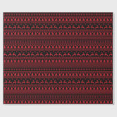 Trendy Black and Red Nordic Ugly Sweater Christmas Cadeaupapier (Vlak)