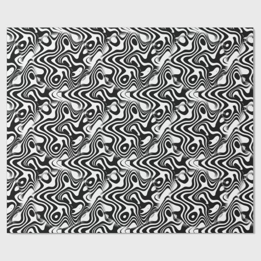 Trendy Black and White Abstract Swirls Pattern Cadeaupapier (Vlak)