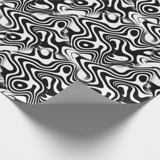 Trendy Black and White Abstract Swirls Pattern Cadeaupapier (Hoek)