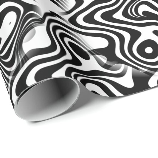 Trendy Black and White Abstract Swirls Pattern Cadeaupapier (Rol Hoek)