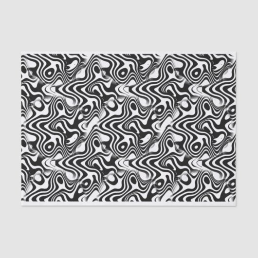 Trendy Black and White Abstract Swirls Pattern Tissuepapier (Voorkant)