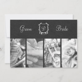 Trendy Black and White Biker Wedding Invitation Kaart