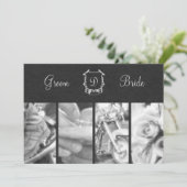 Trendy Black and White Biker Wedding Invitation Kaart (Staand voorkant)