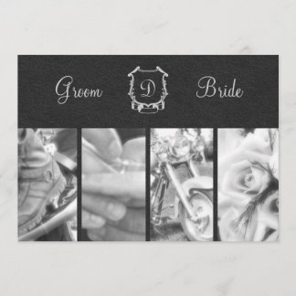 Trendy Black and White Biker Wedding Invitation Kaart