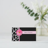 Trendy Black and White Giraffe met roze maaltijd Visitekaartje (Staand voorkant)