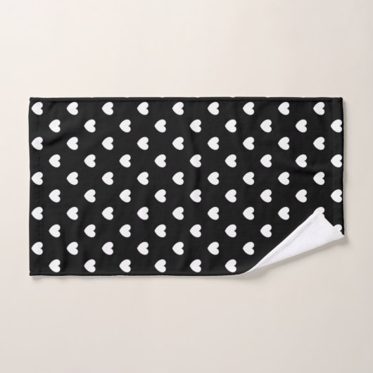 Trendy Black and White Hearts Pattern Bad Handdoek (Handdoek)