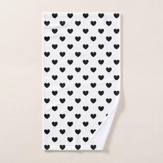 Trendy Black and White Hearts Pattern Bad Handdoek (Handdoek)