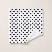 Trendy Black and White Hearts Pattern Bad Handdoek (Wasdoekje)