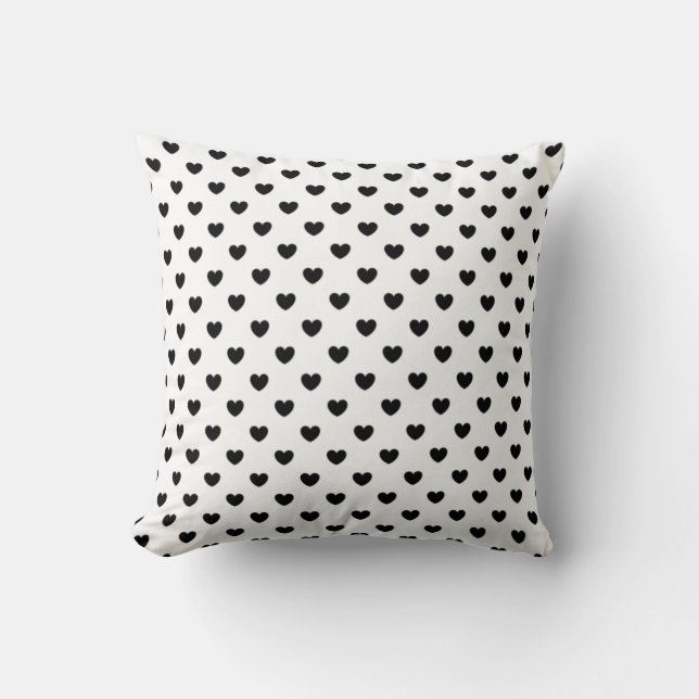 Trendy Black and White Hearts Pattern Sierkussen (Voorkant)