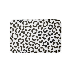 Trendy Black and White Leopard Print Patroon Badmat