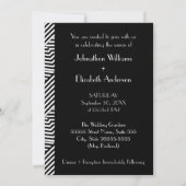 Trendy Black and White Monogram Stripes Wedding Kaart (Achterkant)