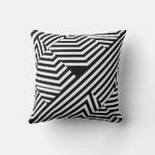 Trendy Black and White Monogram Stripes Wedding Kussen (Achterkant)