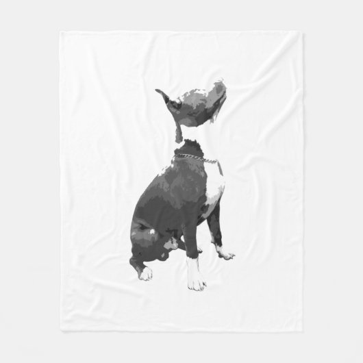 Trendy Black and white Pit Bull dog Fleece Deken (Voorkant)