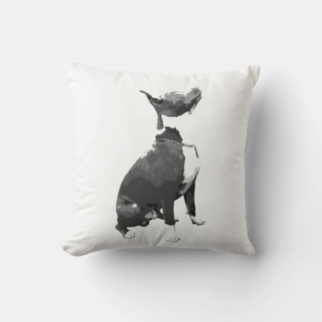 Trendy Black and white Pit Bull dog Kussen (Voorkant)