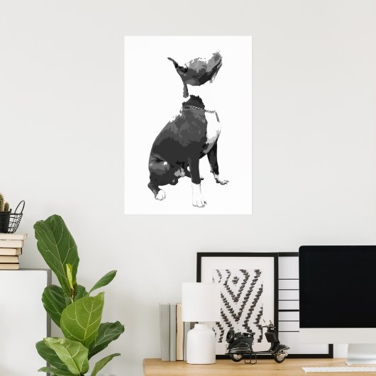 Trendy Black and white Pit Bull dog Poster (Thuiskantoor)