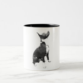 Trendy Black and white Pit Bull dog Tweekleurige Koffiemok