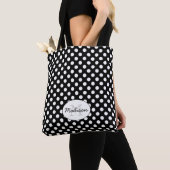 Trendy Black and White polka dots Monogram Tote Bag (Dichtbij)