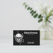 Trendy Black and White Skull Rozen Tattoo Artist Visitekaartje (Staand voorkant)