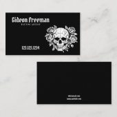 Trendy Black and White Skull Tattoo Studio Visitekaartje (Voorkant / Achterkant)