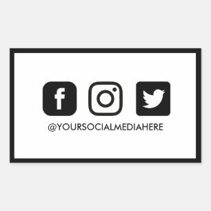 Trendy Black and White Social Media Rechthoekige Sticker