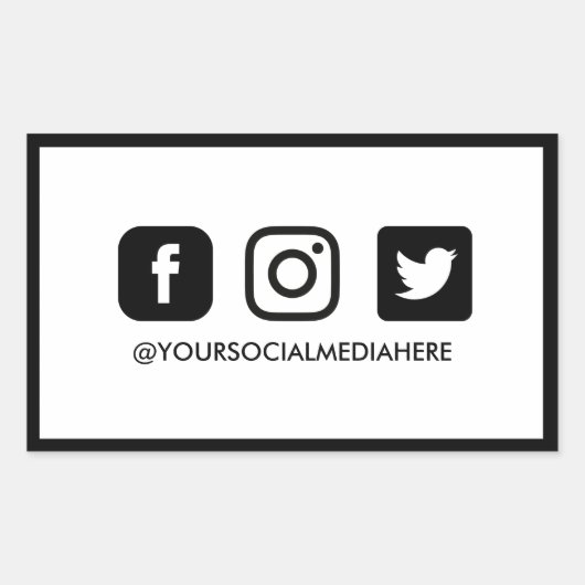 Trendy Black and White Social Media Rechthoekige Sticker (Voorkant)