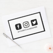 Trendy Black and White Social Media Rechthoekige Sticker (Envelop)