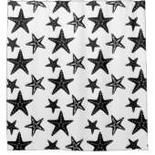 Trendy Black and White Starfish Pattern Douchegordijn (Voorkant)