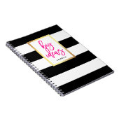 Trendy Black and White Stripes Gold and Typography Notitieboek (Rechterzijde)