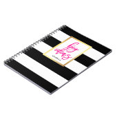 Trendy Black and White Stripes Gold and Typography Notitieboek (Linkerzijde)