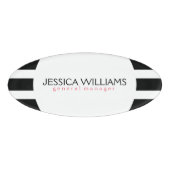 Trendy Black and White Stripes Naambadge (Voorkant)