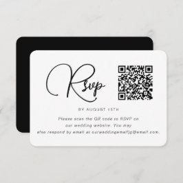 Trendy Black and White Wedding RSVP met QR Code