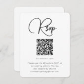 Trendy Black and White Wedding RSVP met QR Code (Voorkant / Achterkant)