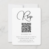 Trendy Black and White Wedding RSVP met QR Code (Voorkant)