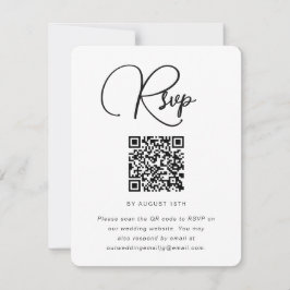 Trendy Black and White Wedding RSVP met QR Code