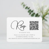 Trendy Black and White Wedding RSVP met QR Code (Staand voorkant)