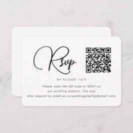 Trendy Black and White Wedding RSVP met QR Code