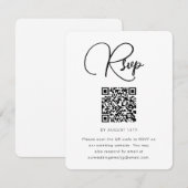 Trendy Black and White Wedding RSVP met QR Code Kaartje (Voorkant / Achterkant)
