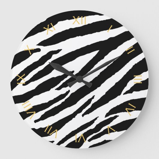 Trendy Black and White Zebra Animal Pattern Grote Klok (Voorkant)
