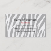 Trendy Black and White Zebra met bedrijfsnaam Visitekaartje (Achterkant)