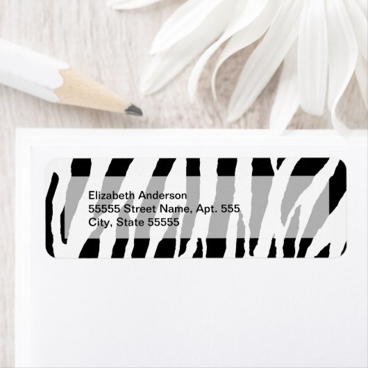 Trendy Black and White Zebra Pattern Etiket (Insitu)