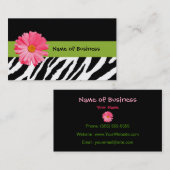 Trendy Black and White Zebra Print Pink Daisy Visitekaartje (Voorkant / Achterkant)