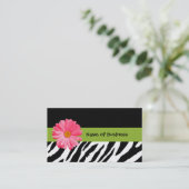 Trendy Black and White Zebra Print Pink Daisy Visitekaartje (Staand voorkant)