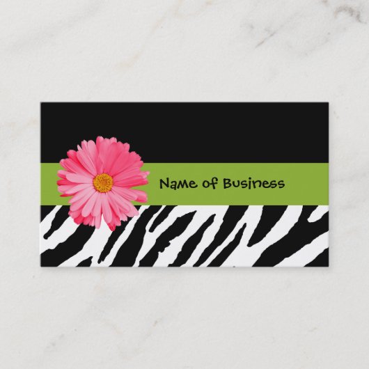 Trendy Black and White Zebra Print Pink Daisy Visitekaartje (Voorkant)