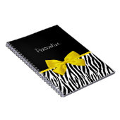 Trendy Black and White Zebra Print Yellow Ribbon Notitieboek (Rechterzijde)