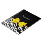 Trendy Black and White Zebra Print Yellow Ribbon Notitieboek (Linkerzijde)