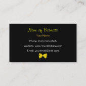 Trendy Black and White Zebra Print Yellow Ribbon Visitekaartje (Achterkant)