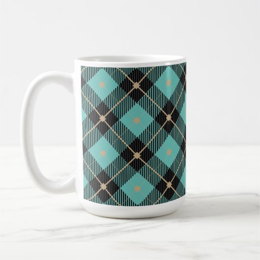 Trendy Black Aqua Pset Pattern Koffiemok (Links)