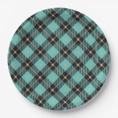 Trendy Black Aqua Pset Pattern Papieren Bordje (Voorkant)